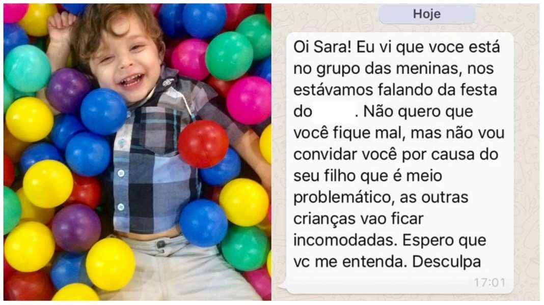 Mãe de autista recebe mensagem negando convite para festa: ‘Seu filho é problemático’