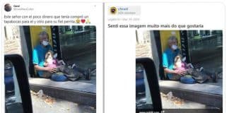 Morador de rua protege com máscara o seu cãozinho durante pandemia. Eles têm um ao outro!